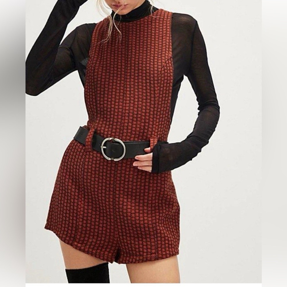 Free People Red Mod Mini Romper | Size 10 | Metal Tag